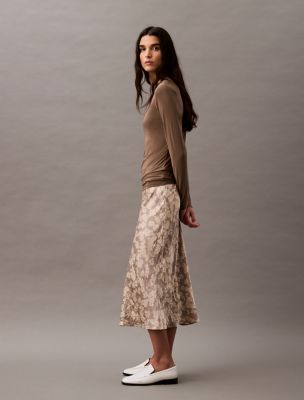 Женские юбки Calvin Klein Crushed Satin Print Midi Skirt — фото 3