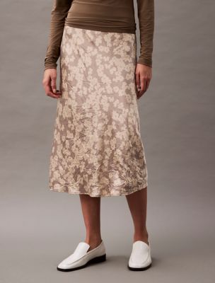 Женские юбки Calvin Klein Crushed Satin Print Midi Skirt — фото 4