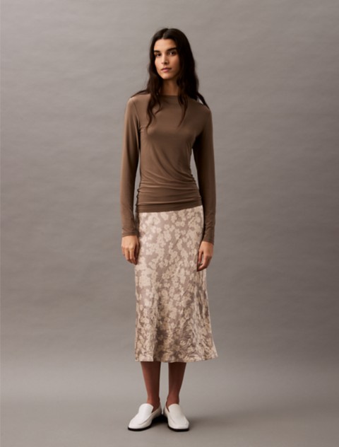 Женские юбки Calvin Klein Crushed Satin Print Midi Skirt