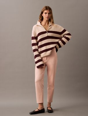 Ponte Cropped Straight Pants, Sepia Rose