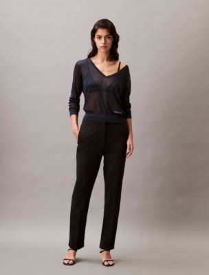 Ponte Cropped Straight Pants