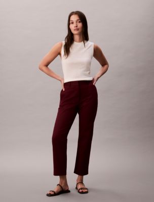 Cotton Stretch Straight Fit Chino Pants, Deep Rouge