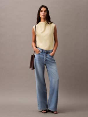 Satin Cowl Neck Blouse, Hay
