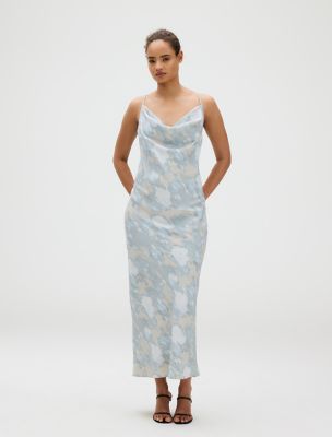 Crepe Printed Slip Dress, Tofu