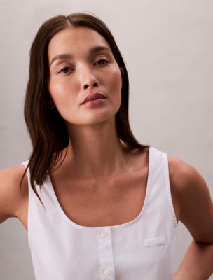 Женский топ Calvin Klein из поплина на пуговицах, цвет: Яркий белый — фото 2