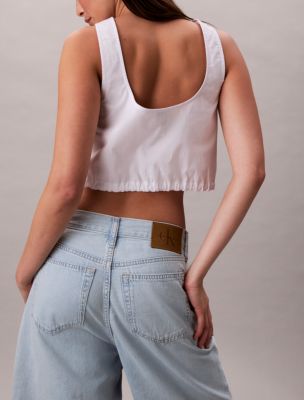 Женский топ Calvin Klein из поплина на пуговицах, цвет: Яркий белый — фото 3