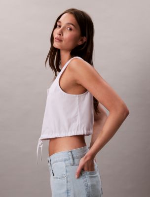 Женский топ Calvin Klein из поплина на пуговицах, цвет: Яркий белый — фото 5