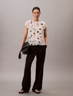 Floral Print Smocked Top, Chalk