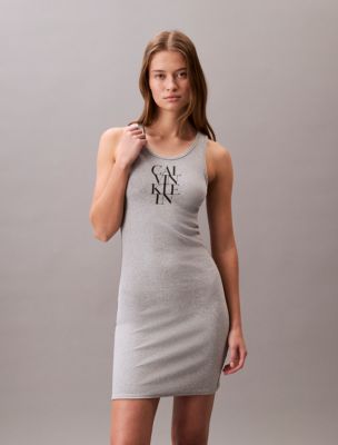 【 】Cotton Rib Logo Graphic Tank Dress Cotton Rib Logo Graphic Mini Tank Dress | Calvin Klein