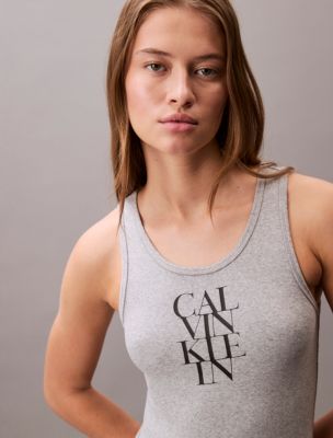 Cotton Rib Logo Graphic Mini Tank Dress | Calvin Klein