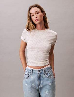 Allover Monogram Classic T-Shirt, Blanc de Blanc