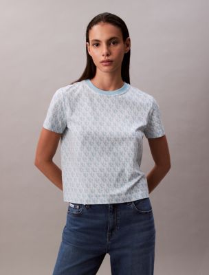 Allover Monogram Logo Classic T-Shirt, Cool Blue