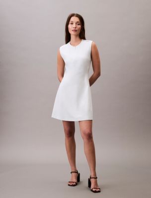 Quarter Zip A-Line Mini Dress , Billowing Sail