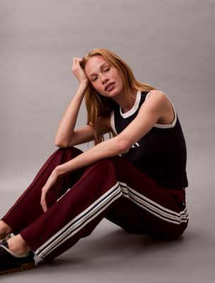 French Terry Track Pants, Deep Rouge