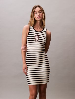 Cotton Rib Logo Graphic Tank Dress , Sweet Corn