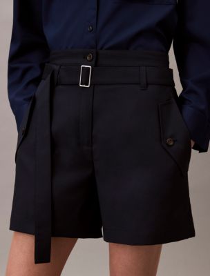 Wool Blend Herringbone Utility Shorts | Calvin Klein