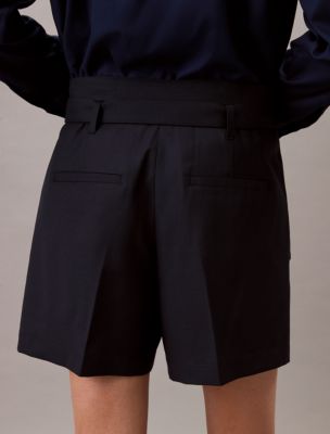 Wool Blend Herringbone Utility Shorts | Calvin Klein