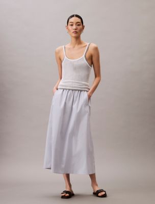 Poplin Midi Skirt , Halogen Blue