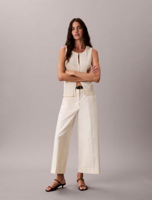 Wide Leg Cropped Chino Pant, Calico