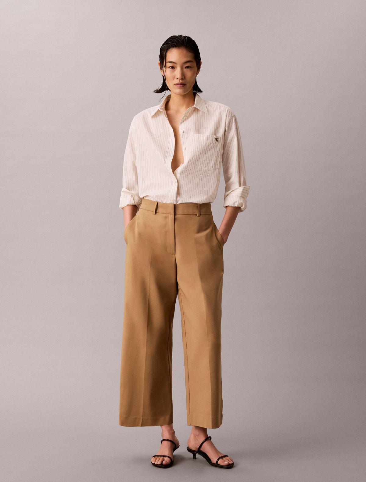 Wide Leg Cropped Chino Pant