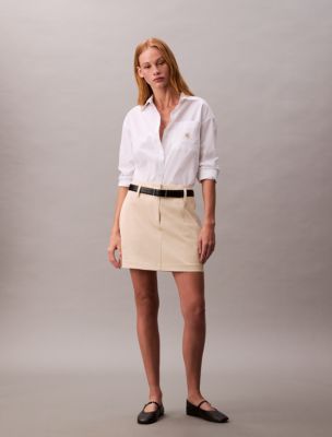 Cotton Chino Mini Skirt , Fog