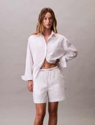 Logo Waistband Cotton Shorts , Brilliant White