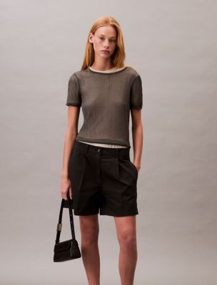 calvin klein dress shorts Calvin Klein black pleated tailored dress shorts mid rise