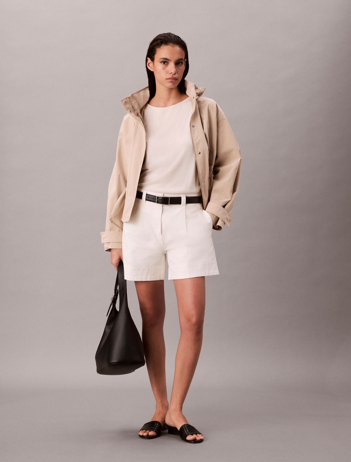 Cotton Stretch Twill Pleated Bermuda Shorts