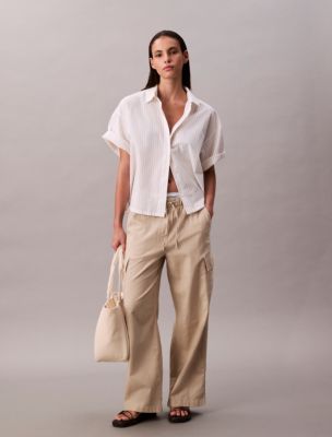 Linen Blend Cargo Pants, Island Fossil