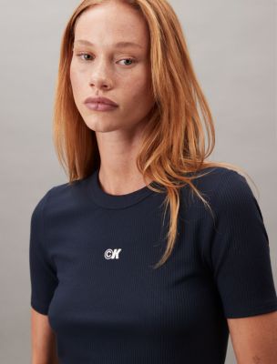【 】★Tシャツ★ Women's Monogram Logo T-Shirt Monogram Logo Crest Graphic Boxy T-Shirt | Calvin Klein
