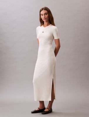 CK Sport Athletic Relaxed Fit T-Shirt Dress, Cloud Cream
