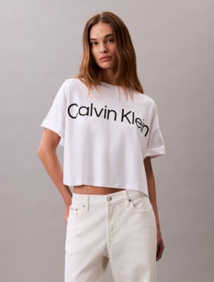 Logo Graphic Cropped Boxy T-Shirt , Brilliant White