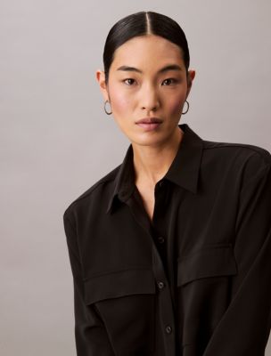 Женские рубашки Calvin Klein Relaxed Button-Down Utility Shirt — фото 2