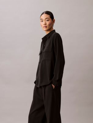 Женские рубашки Calvin Klein Relaxed Button-Down Utility Shirt — фото 3