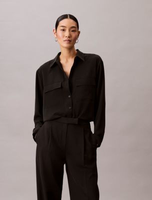 Женские рубашки Calvin Klein Relaxed Button-Down Utility Shirt — фото 6