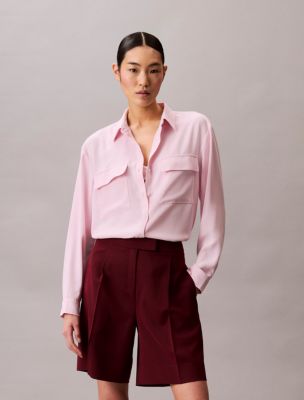 Chiffon Relaxed Button-Down Shirt, Tender Touch