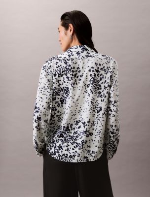 Женская рубашка Calvin Klein Printed Relaxed Utility Button-Down, цвет: Молочный — фото 5