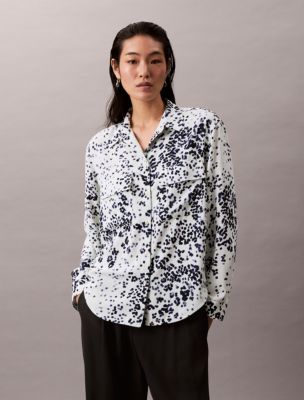 Printed Relaxed Utility Button-Down Shirt , Billowing Sail