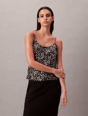 Printed Satin Cami, Black / Chalk