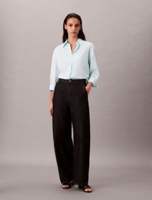 Tencel Roll Tab Classic Button-Down Shirt , Blue Glass