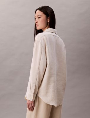 Женские рубашки Calvin Klein Double Gauze Roll Tab Shirt — фото 5