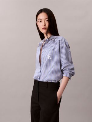 Yarn-Dyed Stripe Button-Down Shirt, Cobalt