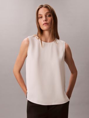 Flowing Relaxed Sleeveless Top, Chalk