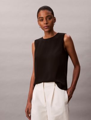 Flowing Relaxed Sleeveless Top, Black