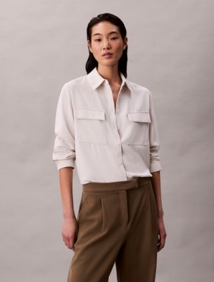 Utility Classic Button-Down Shirt, Chalk