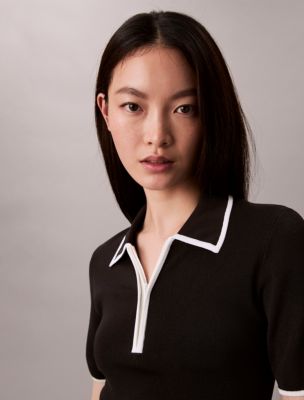 Женские рубашки Calvin Klein Quarter Zip Classic Polo Shirt — фото 2