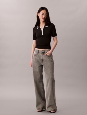 Женские рубашки Calvin Klein Quarter Zip Classic Polo Shirt — фото 3