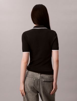 Женские рубашки Calvin Klein Quarter Zip Classic Polo Shirt — фото 4