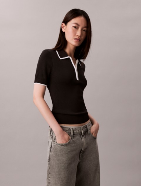 Женские рубашки Calvin Klein Quarter Zip Classic Polo Shirt