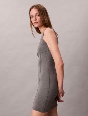 calvin klein grey dress Clothing - Mini Half Button Dress - A-Line - Slate Grey